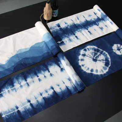 Hand-Dyed Indigo Cotton Table Runner - artisan textile table runner by Ginkgoods image 3