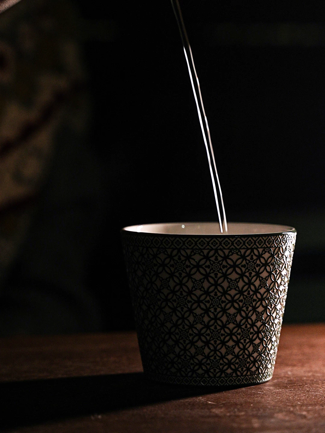 Lucky Relief Ceramic Coffee Mug showing carved relief ceramic surface texture