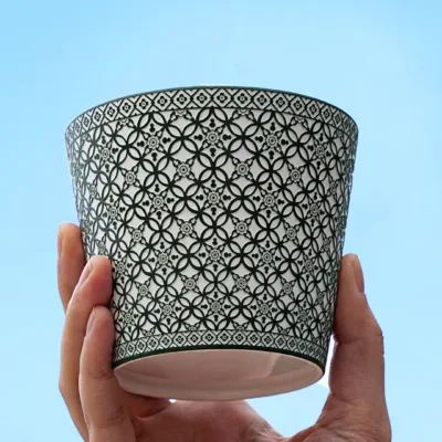 Lucky Relief Ceramic Coffee Mug showing carved relief ceramic surface texture