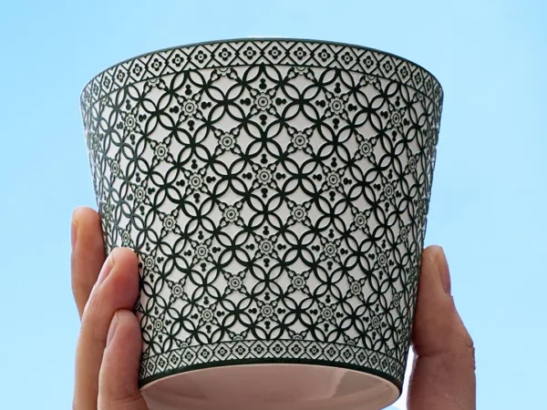 Lucky Relief Ceramic Coffee Mug showing carved relief ceramic surface texture