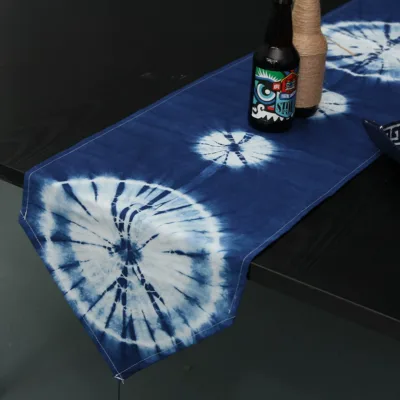 Naturally Dyed Indigo Table Runner - artisan textile table runner by Ginkgoods