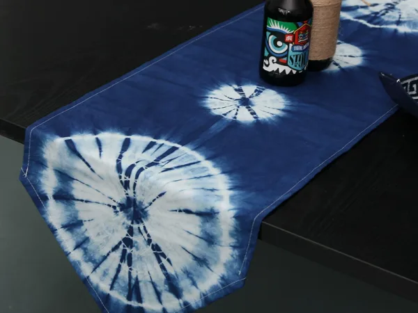 Naturally Dyed Indigo Table Runner - artisan textile table runner by Ginkgoods