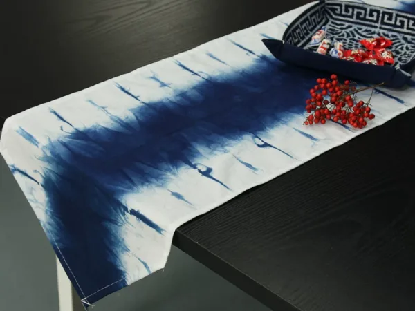 Naturally Dyed Indigo Table Runner - artisan textile table runner by Ginkgoods image 2