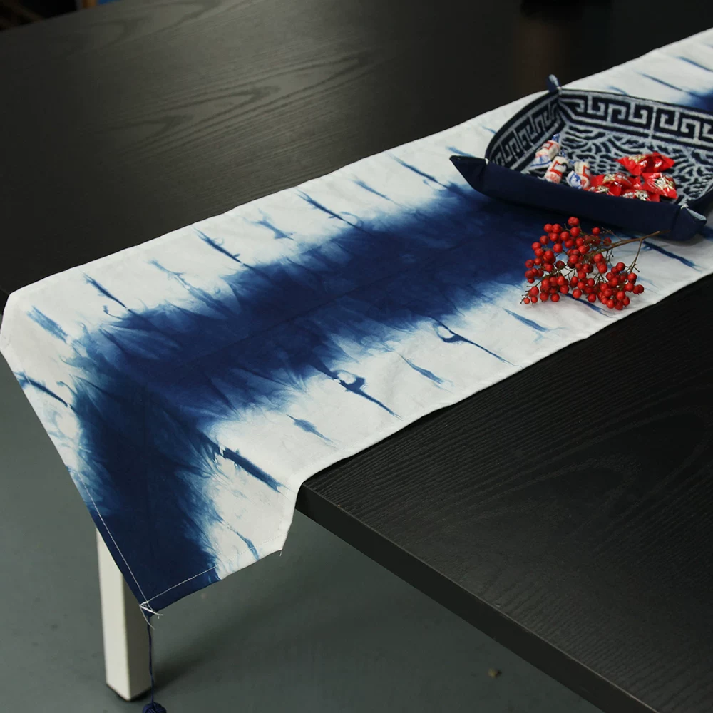 Naturally Dyed Indigo Table Runner - artisan textile table runner by Ginkgoods image 2