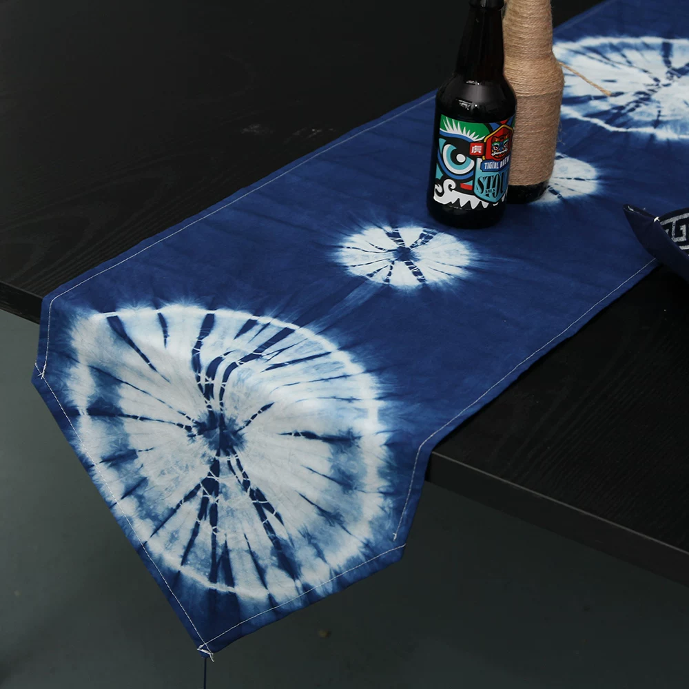 Naturally Dyed Indigo Table Runner - artisan textile table runner by Ginkgoods