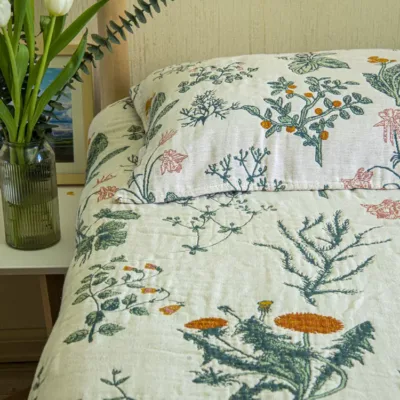 Pastoral Pure Cotton Blanket Set for warm artisan home decor styling