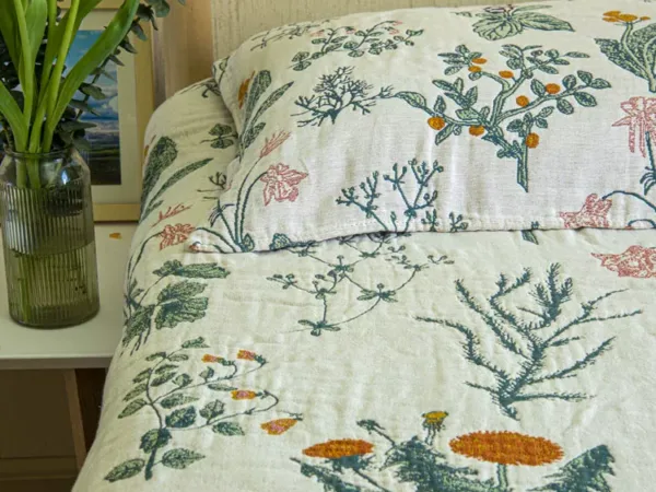 Pastoral Pure Cotton Blanket Set for warm artisan home decor styling