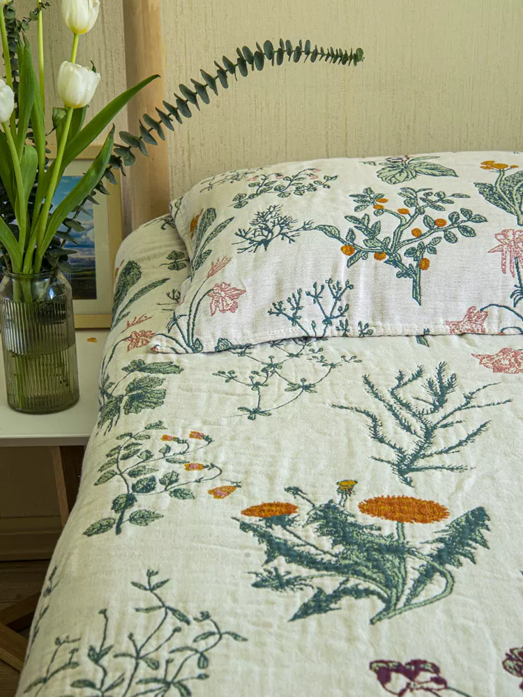 Pastoral Pure Cotton Blanket Set for warm artisan home decor styling