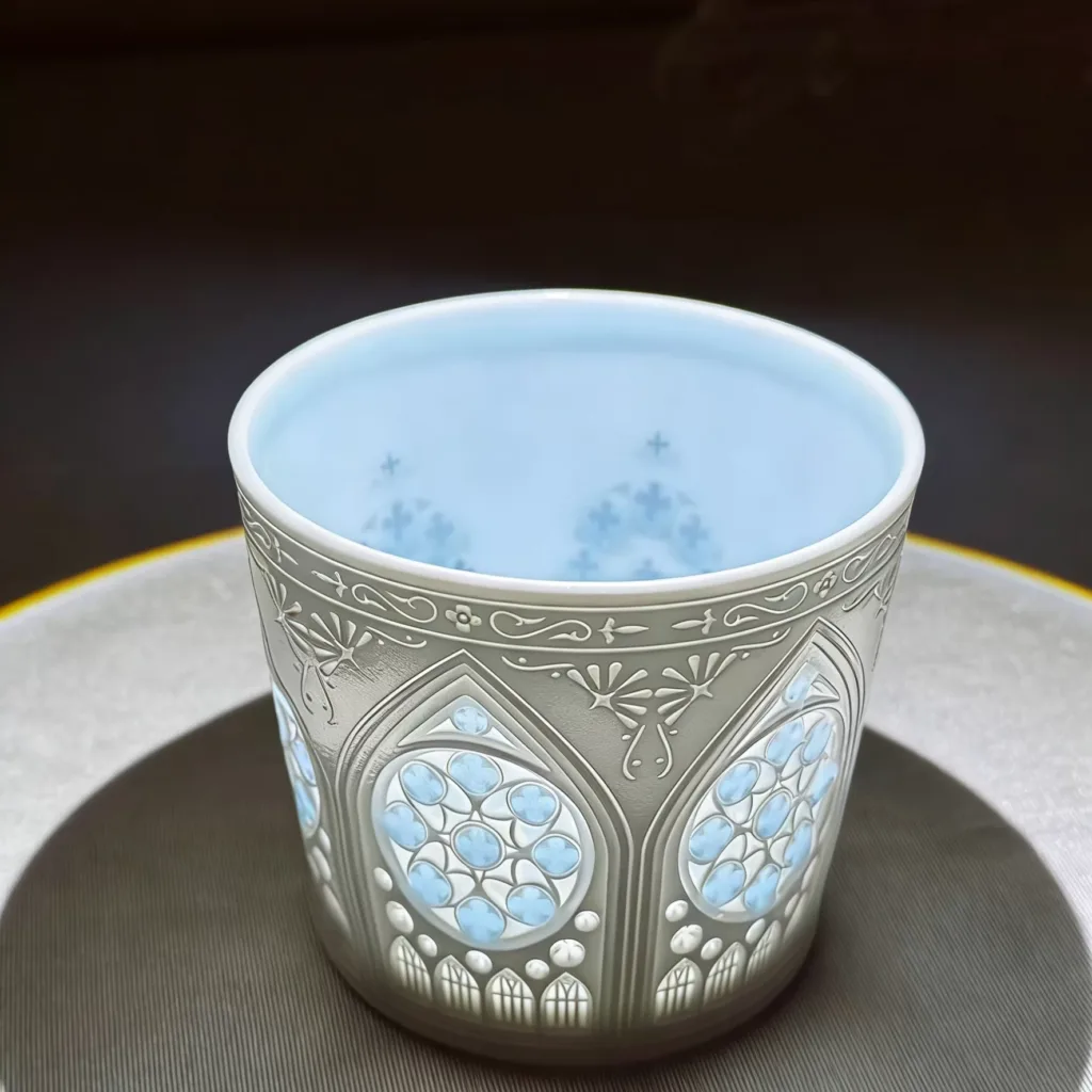 Rice Grain Porcelain Coffee Mug showing rice-grain translucent porcelain ceramic craft