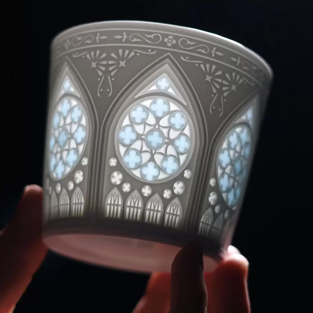 Rice Grain Porcelain Coffee Mug showing rice-grain translucent porcelain ceramic craft