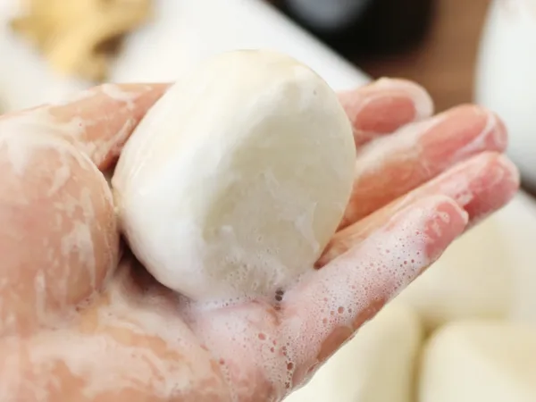 Seven-White herbal acacia honey handmade soap bar detail for daily cleansing