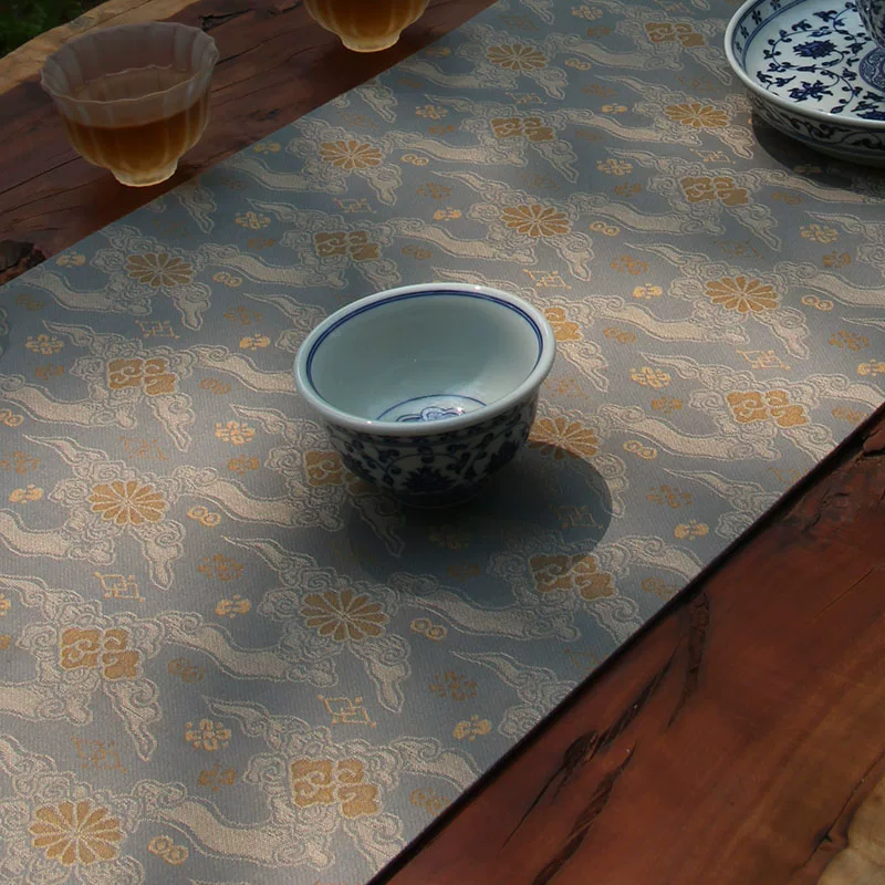 Song Brocade Jacquard Table Runner - artisan textile table runner by Ginkgoods