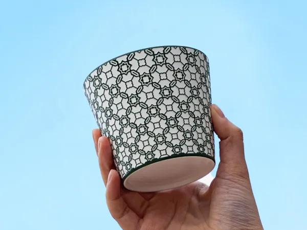 Starry Sky Relief Ceramic Coffee Mug showing carved relief ceramic surface texture