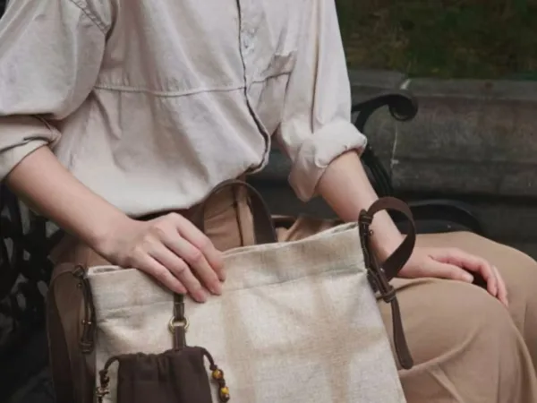 Tea dyeing crossbody bag Amber tea pattern — artisan product image by Ginkgoods