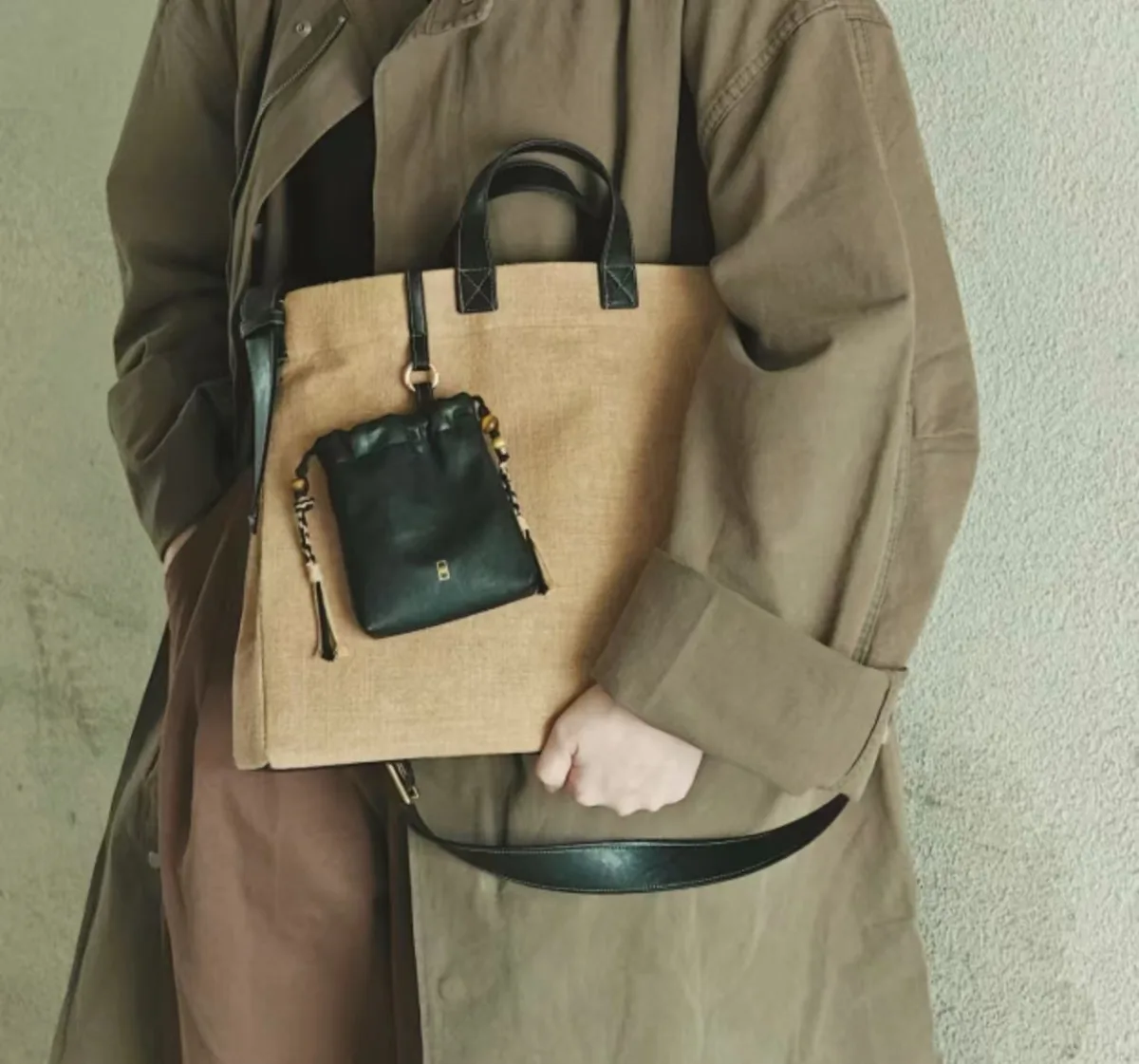 Tea dyeing crossbody bag black — artisan product image by Ginkgoods