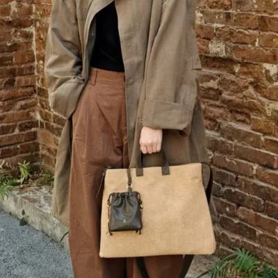 Tea dyeing crossbody bag black — artisan product image by Ginkgoods