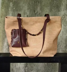 Tea dyeing tote wrapped in red dates and browns — artisan product image by Ginkgoods