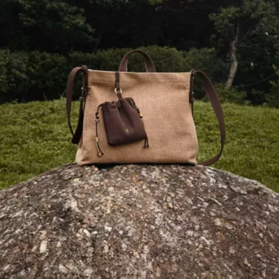 The tea dye crossbody bag is brown — artisan product image by Ginkgoods