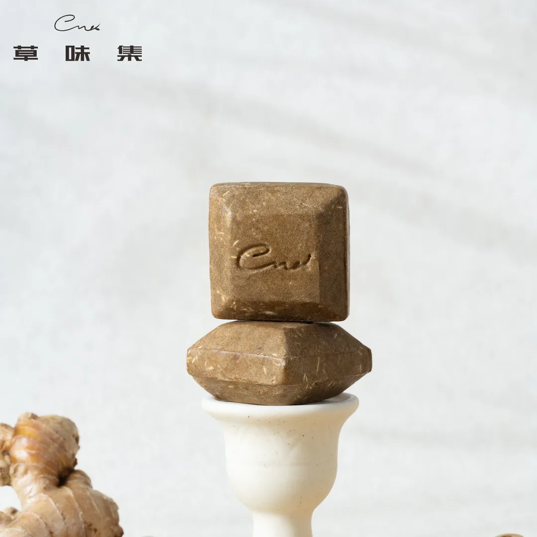 Herbal amino shampoo bar detail with vitex seed and jujube root cleansing concept