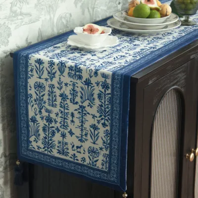 Waterproof Linen Table Runner - artisan textile table runner by Ginkgoods image 2