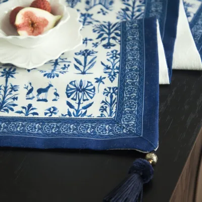Waterproof Linen Table Runner - artisan textile table runner by Ginkgoods image 3
