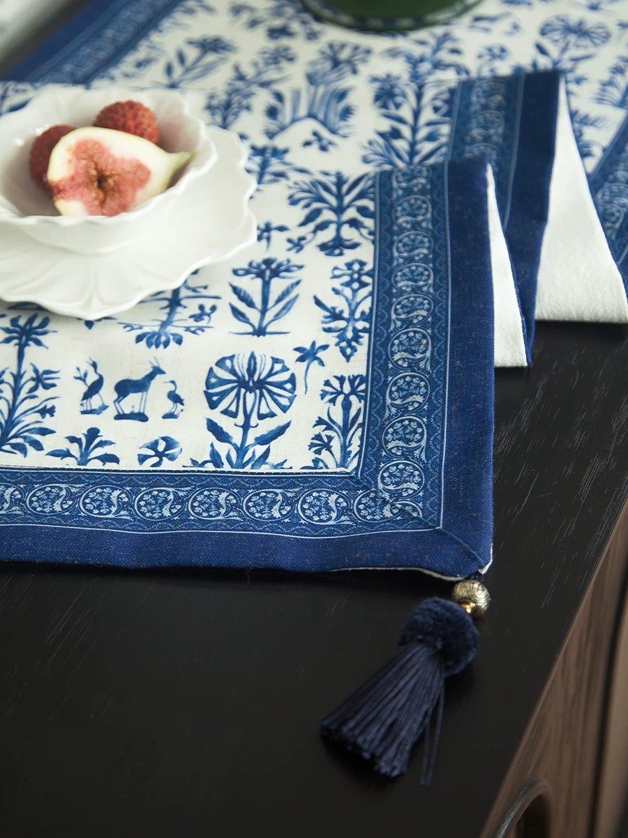 Waterproof Linen Table Runner - artisan textile table runner by Ginkgoods image 3