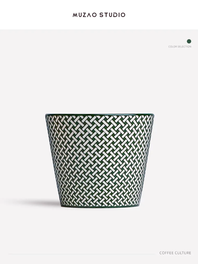 Woven Pattern Relief Ceramic Coffee Mug - handcrafted ceramic coffee mug by Ginkgoods